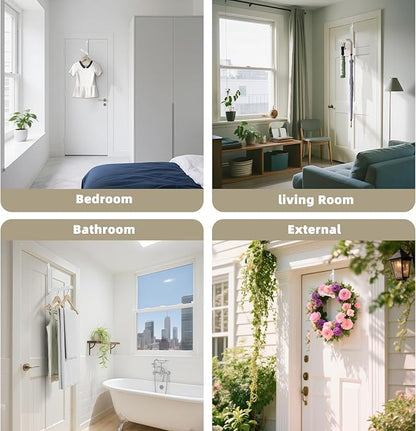 BAKON Over The Door Hanger Folding Clothes Drying Rack, Double Fold Hanging Door Hooks Coat Rack for Indoor Laundry Room Compact Small Space Foldable Portable Clothing Hanger Hook Collapsible- 2 Pack