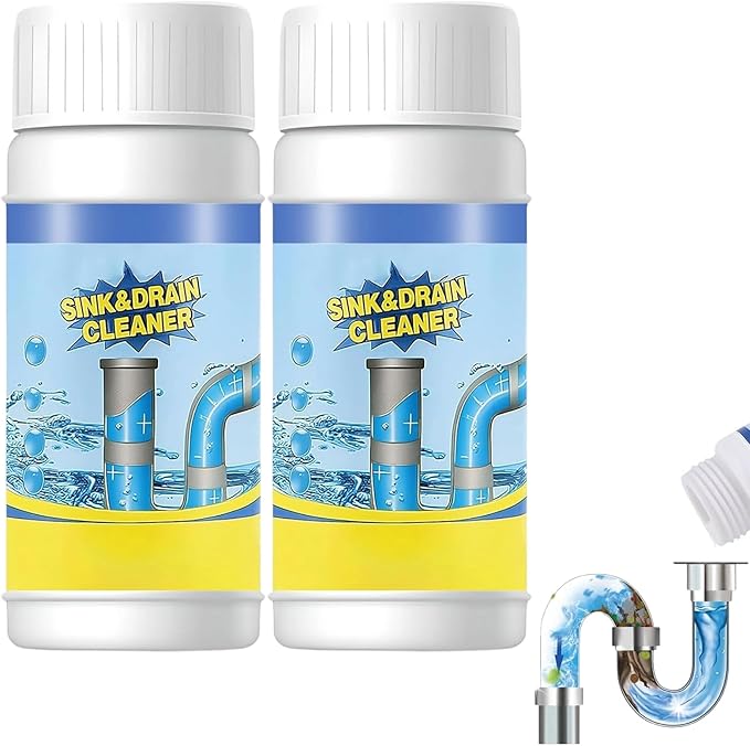 Sink & Drain Cleaner Powder, Quick Foaming Heavy Duty Clog Remover for Kitchen, Bathroom, Shower & Sewer Drains, 2026 New Multi-functional Pipeline Dredging Agent (2Pcs)