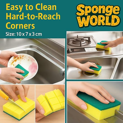 Dish Sponge, Non Scratch Sponges, Heavy Duty Scrub Sponge 24 Pack, Kitchen Scrub Sponges, 2.8x4 inch, Pads for Dishes, for Use Everyday for Tough Messes dualsided SPONGE WORLD