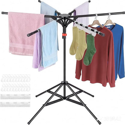 Clothes Drying Rack Foldable,Portable Drying Rack Clothing and Height-Adjustable,Space Saving Laundry Drying Rack, Floor Balcony Bedroom.
