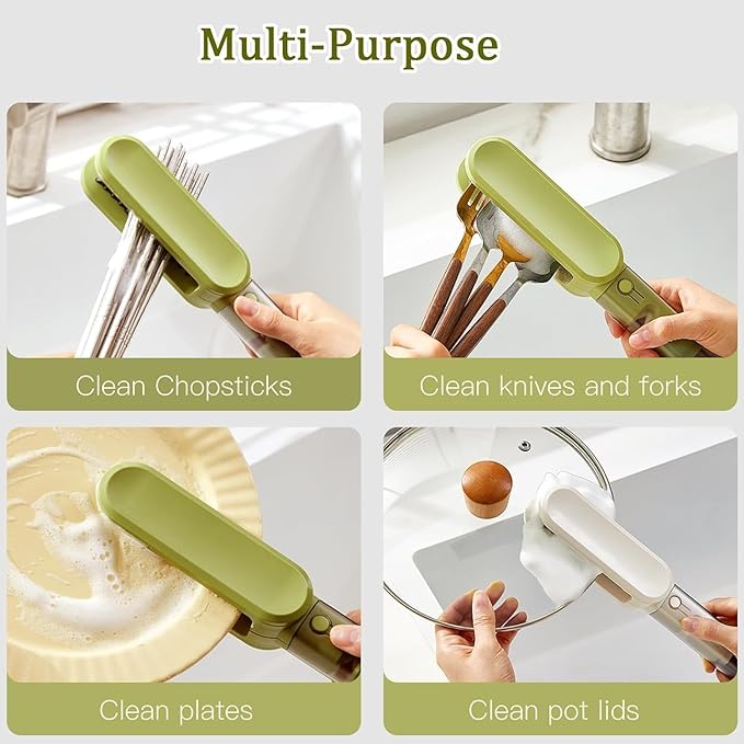 4-in-1 Blade Cleaning Brush with Knife Sharpener, Multi-Functional Dishwashing Brush, U-Shaped Pot Washing Brush, Kitchen Utensil Cleaner, Double-Sided Brush for Dishes(Knive Cleaning Tool)
