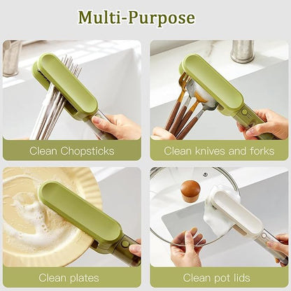 4-in-1 Blade Cleaning Brush with Knife Sharpener, Multi-Functional Dishwashing Brush, U-Shaped Pot Washing Brush, Kitchen Utensil Cleaner, Double-Sided Brush for Dishes(Knive Cleaning Tool)