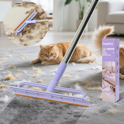 Carpet Rake for Pet Hair Removal, 59” Adjustable Long Handle Carpet Scraper for Cat Dog Hair Deep Cleaner, Reusable Pet Hair Removal Tool for Rugs, Mats, Couch, Sofas, Floor, Car Seats