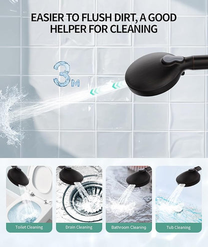 SR SUN RISE Filtered Shower Head with Handheld High Pressure 9 Spray Mode Showerhead Detachable Shower Head Water Softener Filters Beads for Hard Water Remove Chlorine 4 Filters Matte Black
