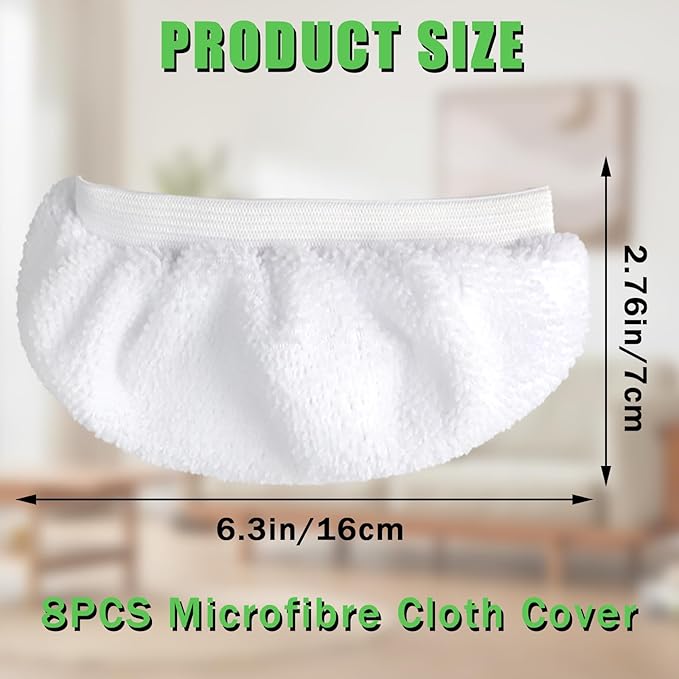 8 Pack Replacement Steam Mop Pads Universal Steam Cleaner Accessories Reusable Microfiber Cloths for Bissell Steam Shot, Dupray, PurSteam, Comforday Handheld Steam Cleaner Attachments