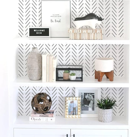 Orainege Black and White Peel and Stick Wallpaper Herringbone Contact Paper for Bathroom 17.7 in x 78.7 in Black Chevron Removable Wall Paper Peel and Stick Modern Geometric Self Adhesive Wallpaper