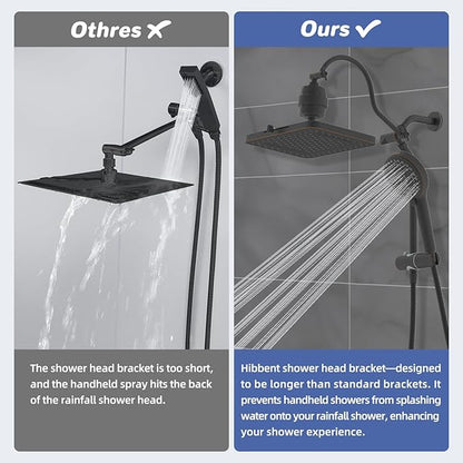 Hibbent 5-spray Filtered Rainfall Shower Head Combo, High Pressure 13'' Showerhead with 10 Spray Modes Handheld, All Metal 3 way Diverter Shower Arm, 71'' Hose and Holder, Oil-Rubbed Bronze