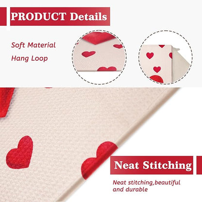 Valentine Dish Drying Mat, Ultra Absorbent Valentines Day Drying Mat for Kitchen Counter, Coffee Maker, 18 x 24 Inch