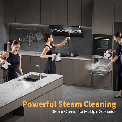 TICYACK Handheld Steam Cleaner, Steam Cleaner with 16 PCS Accessory & Safety Lock, Capacity, Multi-Surface Deep Cleaning for Home, Car, Bathroom, Grout, Floor, Window(White/Black)