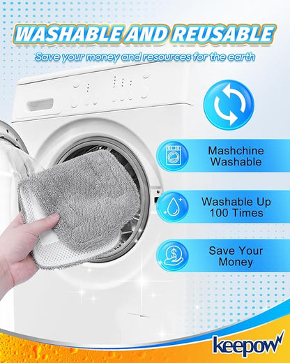 KEEPOW Steam Mop Pads Compatible with GorFanty Steam Mop GF-6610/GF-6610B Model, 3 Pack Washable and Reusable Microfiber Mop Replacement Pads Compatible with Neugo NE033/NE033M Steam Mops