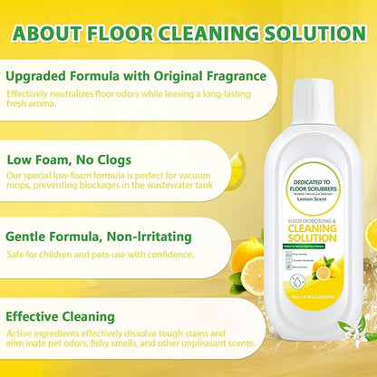 Floor Cleaning Solution Compatible with Tineco – Lemon Floor Cleaner – Long-Lasting, Zesty Scent – For All Cordless Wet/Dry Vacuum Mop Cleaner & Robot Vacuums with Mopping (2 Bottle)