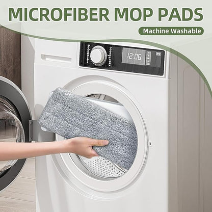 Flat Mop Pads 6pcs for Mop and Bucket Set with Wringer Replacement Microfiber Cloths Compatible with Floor Cleaning Mop Bucket Set - 15.7" X 4.5"