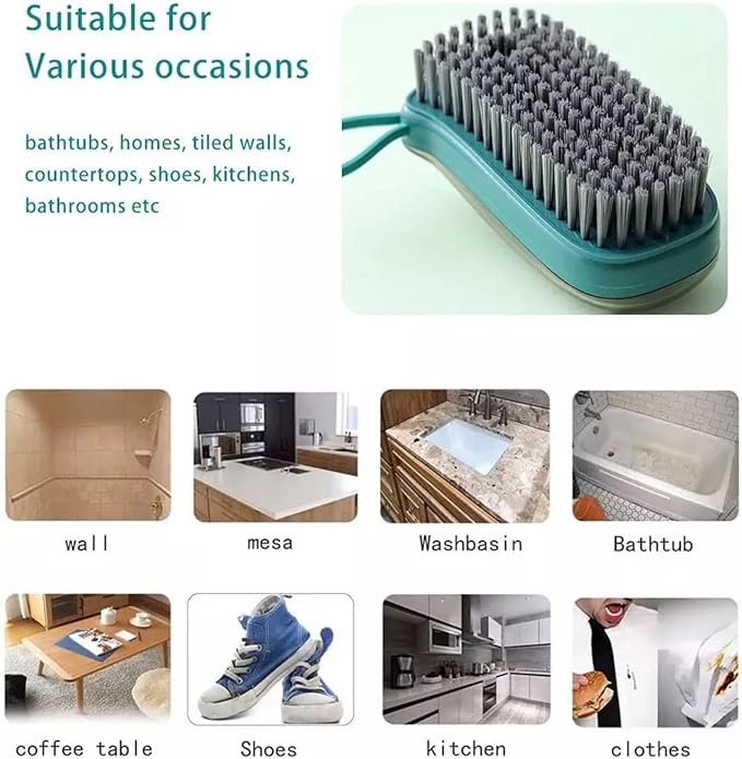 Brush with Soap Dispenser, Good Srubber Cleaner for Dish Sink Pan Pot Washing and Cleaning, Bathroom, Kitchen, Soft Laundry Clothes and Shoes Scrubbing Brush(Green) (Blue)