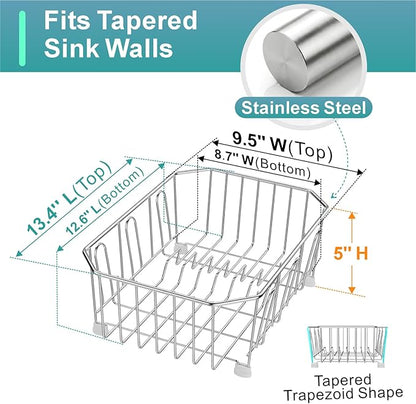 GSlife Mini in Sink Dish Drying Rack - Stainless Steel Small Dish Drainer for RV Kitchen Apartment Sink, 9.5" W x 13.4" L, White Utensil Holder
