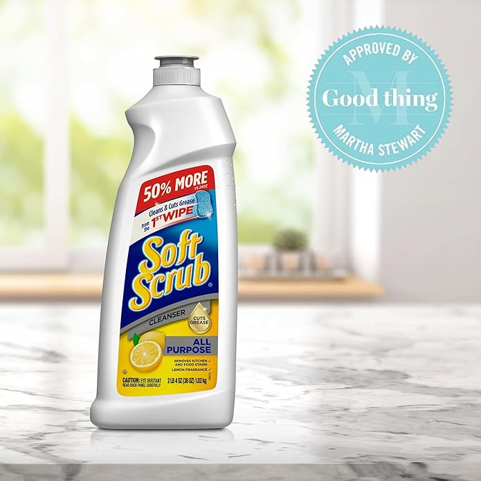 Soft Scrub Total All Purpose Bath & Kitchen Cleanser, Lemon Scent 24 oz