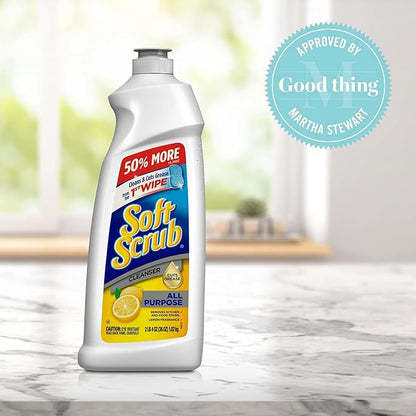 Soft Scrub Total All Purpose Bath & Kitchen Cleanser, Lemon Scent 24 oz