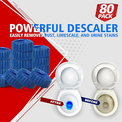 USKICH 80 Pack Toilet Bowl Cleaner Tablets,Blue Automatic Toilet Tank Cleaners, Long-Lasting Household Toilet Cleaners,Toilet flush Cleaning & Deodorizer