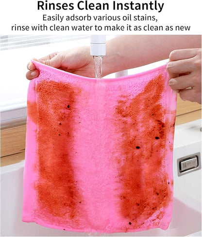 Bamboo Microfiber Cleaning Cloth,8 or 10Pcs Reusable Kitchen Wash Cloths,Wood Towels for Kitchen Window Glass Car (Pink,10inch, 8pcs)