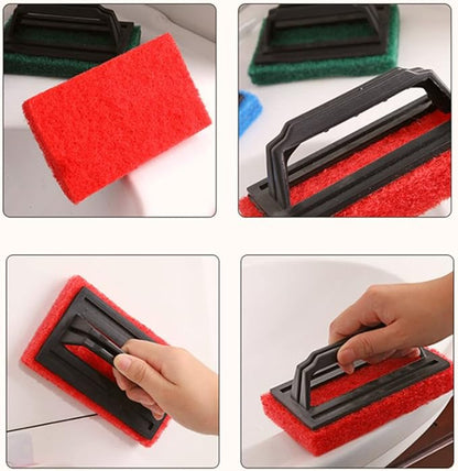 Scrub Sponge Brush with Handle Tub and Tile Brush for Bathroom Multiple Use Sponge Brush Scrubber