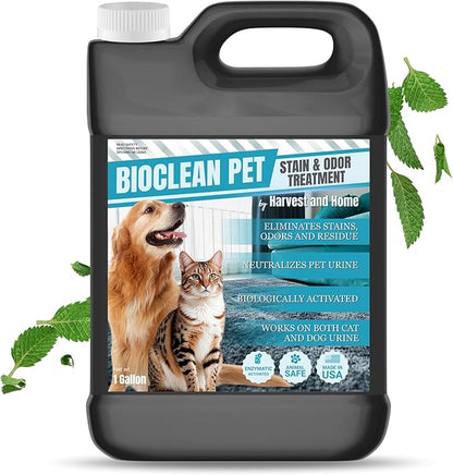Bioclean Pet Carpet Cleaner & Deodorizer – Eliminates Pet Urine Smell, Stain & Odor Remover, No Residue, Made in USA – 1 Gallon