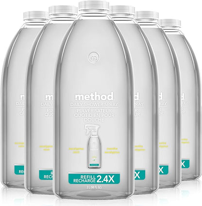 Method Daily Shower Spray Cleaner Refill; Eucalyptus Mint; 68 Ounce; 6 pack; Packaging May Vary