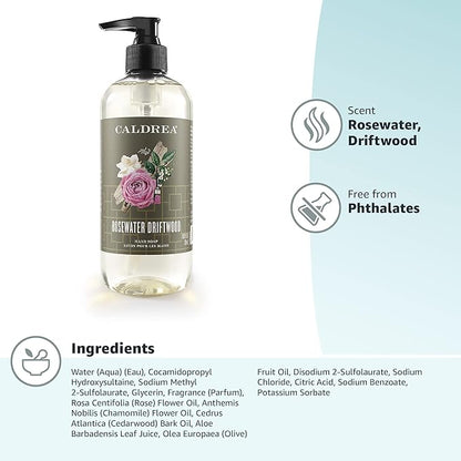 Caldrea Hand Wash Soap, Rosewater Driftwood Scent, 10.8 Oz