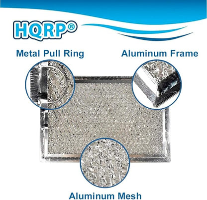 HQRP 4-Pack Microwave Oven Hood Aluminum Mesh Grease Filter compatible with GE WB06X10654 AP3883320 PS1018833 G-5012 Replacement fits GEHCSA1201RSS01 JVM1490BD003 ZSA1201RSS01
