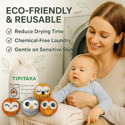 Laundry Felt Wool Dryer Balls – 6 XL Pack, Replaces Dryer Sheets, Eco-Friendly, Natural Fabric Softener, Reusable & Chemical-Free, Reduces Drying Time, 1000+ Loads, Made in Nepal