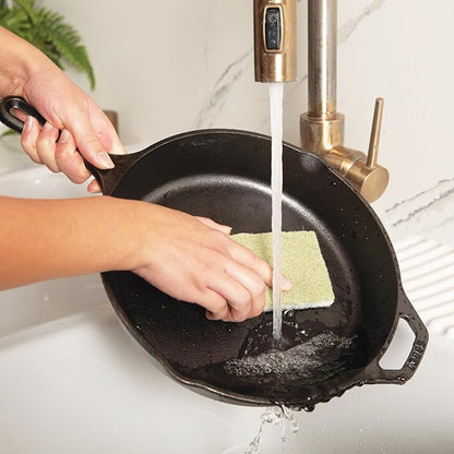 Full Circle Heavy Duty Scrubber Sponge – Robust Agave Leaf & Plastic-Free Cellulose – Dual-Sided Dish Sponge for Cast Iron, Grill Grates & Oven Racks, 6 Pack