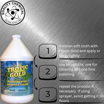 Quality Chemical Tropic Gold Stainless Steel Cleaner and Polish - Magic Cleaner and Polish for Stainless Steel, Perfect Sink Stainless Steel Cleaner - 640 oz (Pack of 1)