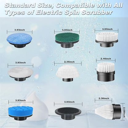 Replaceable Brush Heads Set, 9 Pack Brush Heads for Electric Spin Scrubber, Cordless Spin Scrubber Brush for Most Brands of ANS-8051A&ANS-8050 Electric Cleaning Brush, for Bathroom, Kitchen