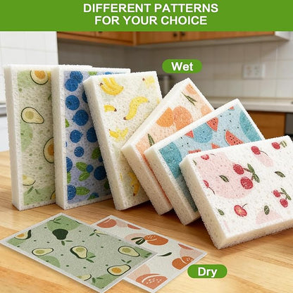 Scratch Scrub Sponge, 6 Kitchen Sponges for Cleaning Around the Home, Bathroom & More, Large Size Scratch-Free Dish Scrubber, Best for Nonstick Pots and Pans (4" x 6" x 1",Watermelon