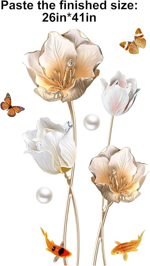 3D Wall Stickers DIY Flower Wall Decal Removable Waterproof Wall Art Decor for Bedroom Living Room Offices Home Decoration (Tulip)