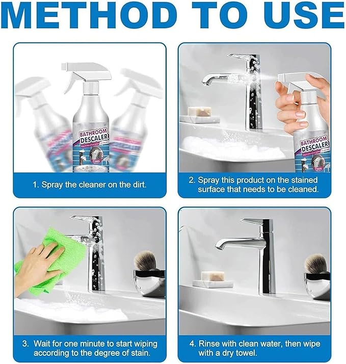 2025 New Bathroom Descaler Foam Cleaner, Multipurpose Stubborn Stains Cleaner, Bathroom Descaler Cleaners, Cleaning Foam Spray for Kitchen Bath Shower Toilet Glass, Easy to Use (2Pcs)