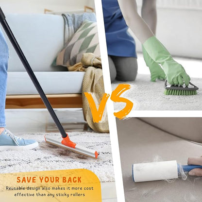 Carpet Rake for Pet Hair Removal, 57'' Long Handle Dog and Cat Hair Remover Tool to Fluff Rug, Stair Carpets and Couch Cleaning Rake