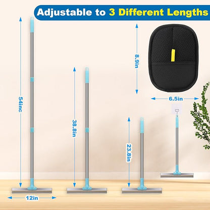 AIERSA Multifunctional Carpet Rake for Pet Hair Removal Tool 2 in 1 Metal and TPU Matted Carpet Scraper 54" Dog Hair Broom with Electrostatic Remover Glove for Couch Furniture Car