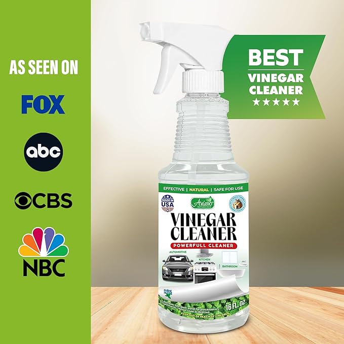 Aviano Botanicals Vinegar Cleaner, Made in USA - 16 Fl Oz Vinegar Cleaning Spray – Safe, Non-Corrosive, Pet & People Friendly, Eco-Friendly Mint Scent for Kitchen, Auto, Floors, Glass, Baths and more