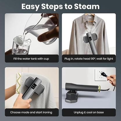 AUTOWN Portable Travel Steamer for Clothes – 1000W Garment Steamer with Smart Touch Control & 4 Adjustable Steam Modes, 15s Heat-up, Includes Mini Ironing Board, 120V Wrinkle Remover for Home & Travel