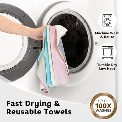 Matthew Microfiber Cleaning Cloth Roll 72Pack (12" x 12") Reusable Paper Towels&Washable Tear Away Towels,Ultra Water Absorbent Lint&Streak Free Cleaning Rags for Glass,Dishwash,Bathroom,Cars-Green