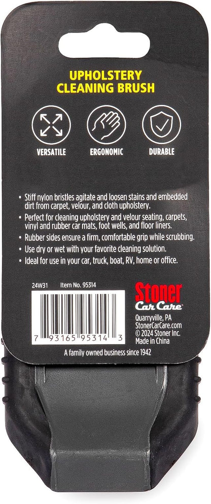 Stoner Car Care 95314 Stiff Nylon Bristle Upholstery Cleaning Brush for Cleaning Upholstery, Velour Seating, Carpets, Foot Wells, Floor Liners, Vinyl and Rubber Car Mats