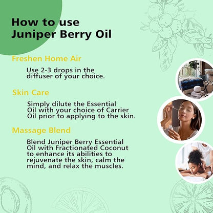 GM Gumili Juniper Berry Essential Oil 1 Oz – 100% Pure Natural Juniper Berry Oil for Diffuser, Massage, DIY Blends & Personal Care, Fresh Crisp Aroma
