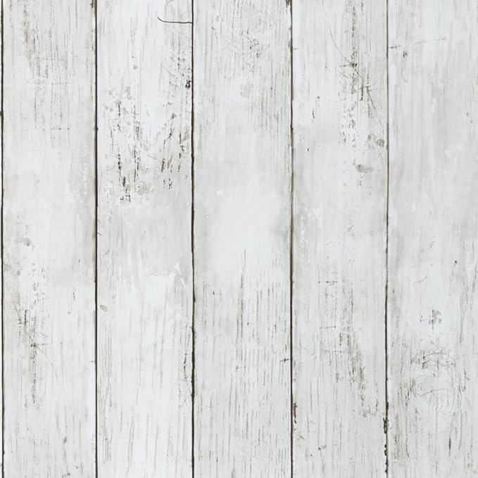 LXCREAT Faux Wood Butcher Block Contact Paper, Shiplap Peel and Stick Wallpaper Wooden Planks for Walls 17.5"X118", Natural White Self Adhesive Removable Rustic Wallpaper for Shelf Kitchen Decoration