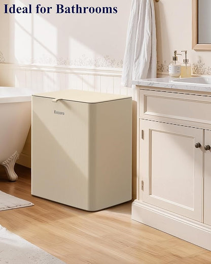 Kitsure Laundry Basket 115L – Large Laundry Hamper with Lid, 2-Compartment Divided Clothes Sorter with Removable Hamper Bags, Beige Organizer for Laundry Room, Bathroom & Bedroom, 22.2" x 16" x 30.7"