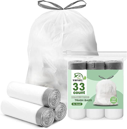 15 Gallon Trash Bags Drawstring,Tall Kitchen Trash Bags,50 Liter White Garbage Bags Kitchen,33 Count
