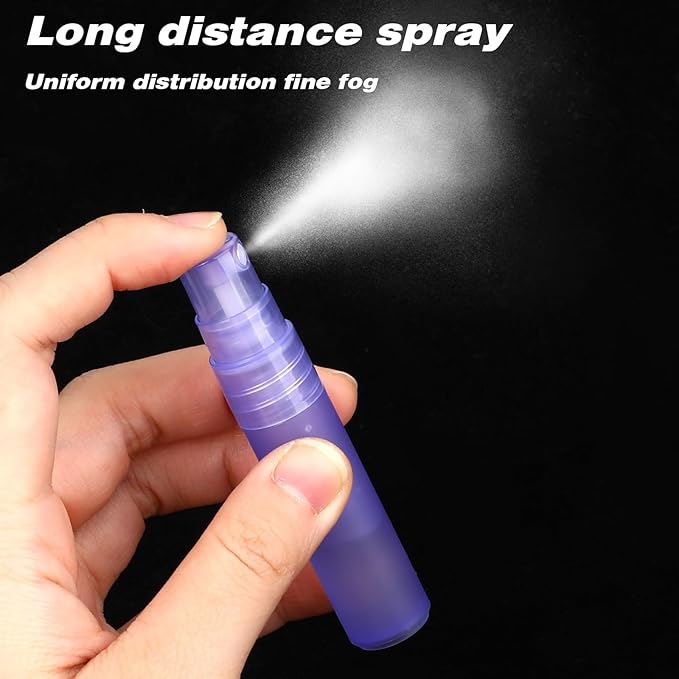 Mozeat Lens 6 PCS 5ml Mini Spray Bottle Plastic Portable Travel Bottle Fine Mist Refillable Mini Perfume Sample Bottles Clear Plastic Spray Bottle Empty for Cleaning Travel Essential Oils, 3 Color