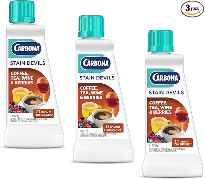 Carbona Stain Devils® #8 | Coffee, Tea, Wine & Juice | Professional Strength Laundry Stain Remover | Multi-Fabric Cleaner | Safe On Skin & Washable Fabrics | 1.7 Fl Oz, 3 Pack