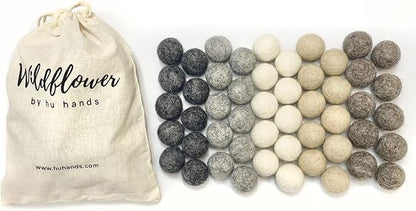 Wildflower by hu hands Weathered Naturals Wool Felt Balls (50) Pom Poms in Neutral Earth Tones for Crafts, Garland, & Decor .8-1 Inch Size | Hand Felted in Nepal 100% NZ Wool | Bag Included