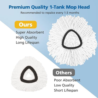 4 Pack Spin Mop Replacement Head Spin Mop Refills Compatible with O Ceda EasyWring 1-Tank System, 100% Microfiber Mop Cleaning Machine Washable Spin Mop Head for Easywring 1 Tank System, White