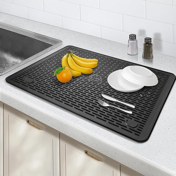 28"X20" Dish Drying Mat, Silicone Drying Mat for Kitchen Counter, Stove Top Covers for Electric Stove, Heat Resistant Glass Cooktop Cover for Kitchen