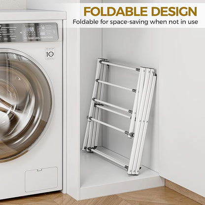 APEXCHASER Clothes Drying Rack Foldable, Enlarged Drying Rack Clothing, Extendable Laundry Drying Rack, Space-Saving, Suitable for Indoor/Outdoor Use, 45.28" × 14.57" × 35.51", White